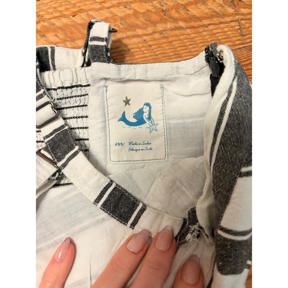 FLAWED Mermaid Striped Scalloped Hem Romper Size M Summer Nautical - Picture 4 of 4